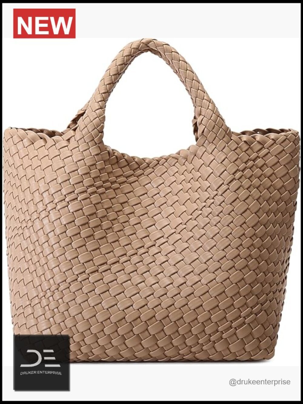 Vegan Leather Woven Tote Shoulder Bag Summer Beach Travel